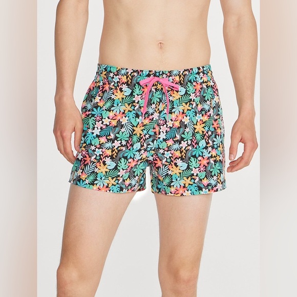 Chubbies | The Bloomerangs Black Floral Swimmers Trunks Size Large Beach Summer - Picture 3 of 13